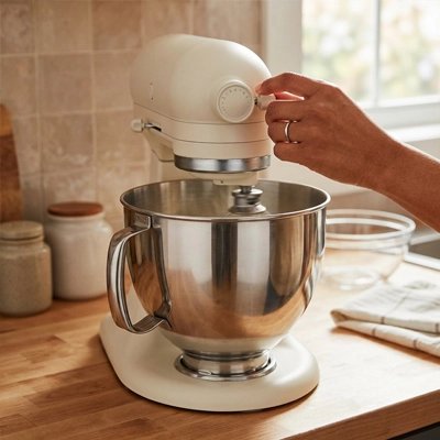 Bol melangeur femme ajuste robot cuisine
