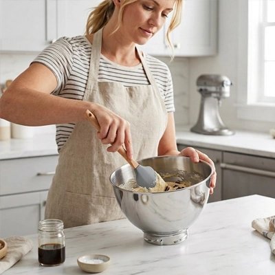 Bol melangeur femme remue pâtes