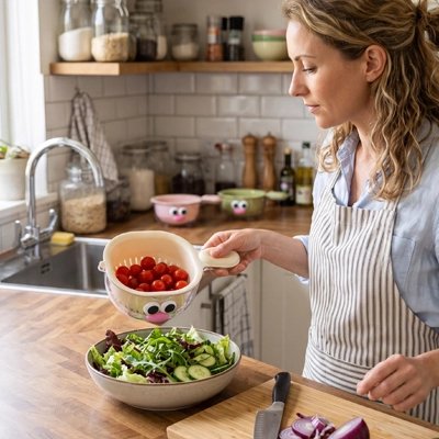 Passoire de tomates miniatures et salade