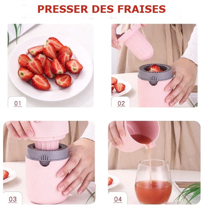 extraction jus fraise utilisant presse agrume manual