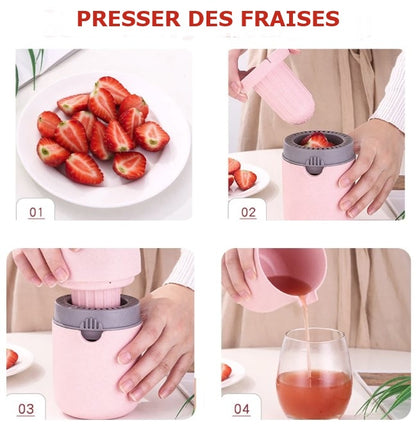 extraction jus fraise utilisant presse agrume manual