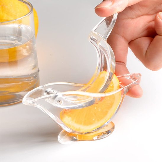 tranche de ctron visible dans presse agrumes transparent