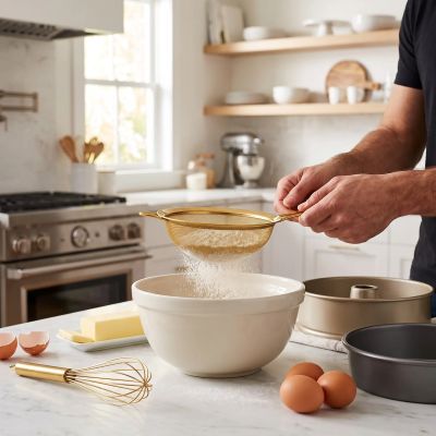 Tamis cuisine homme tamise farine